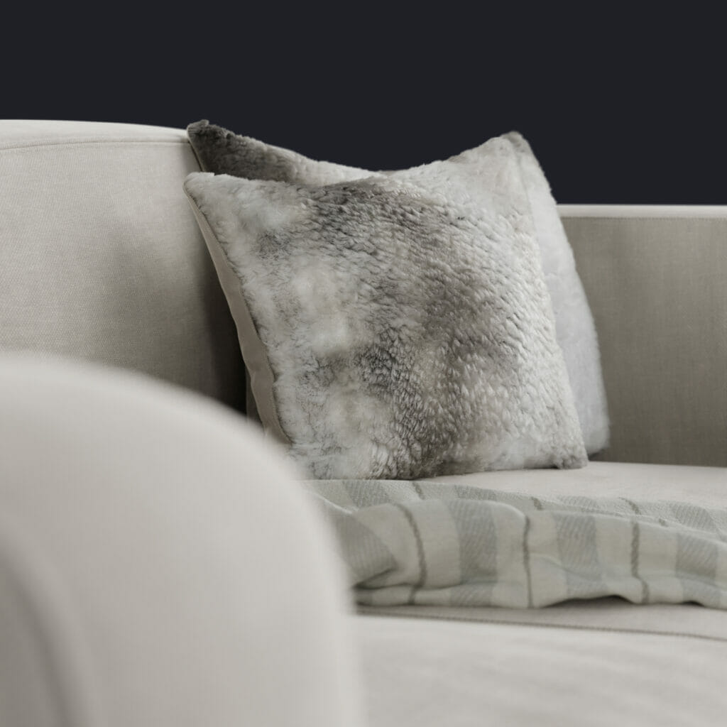 close up of 3D fur on sofa 3d model