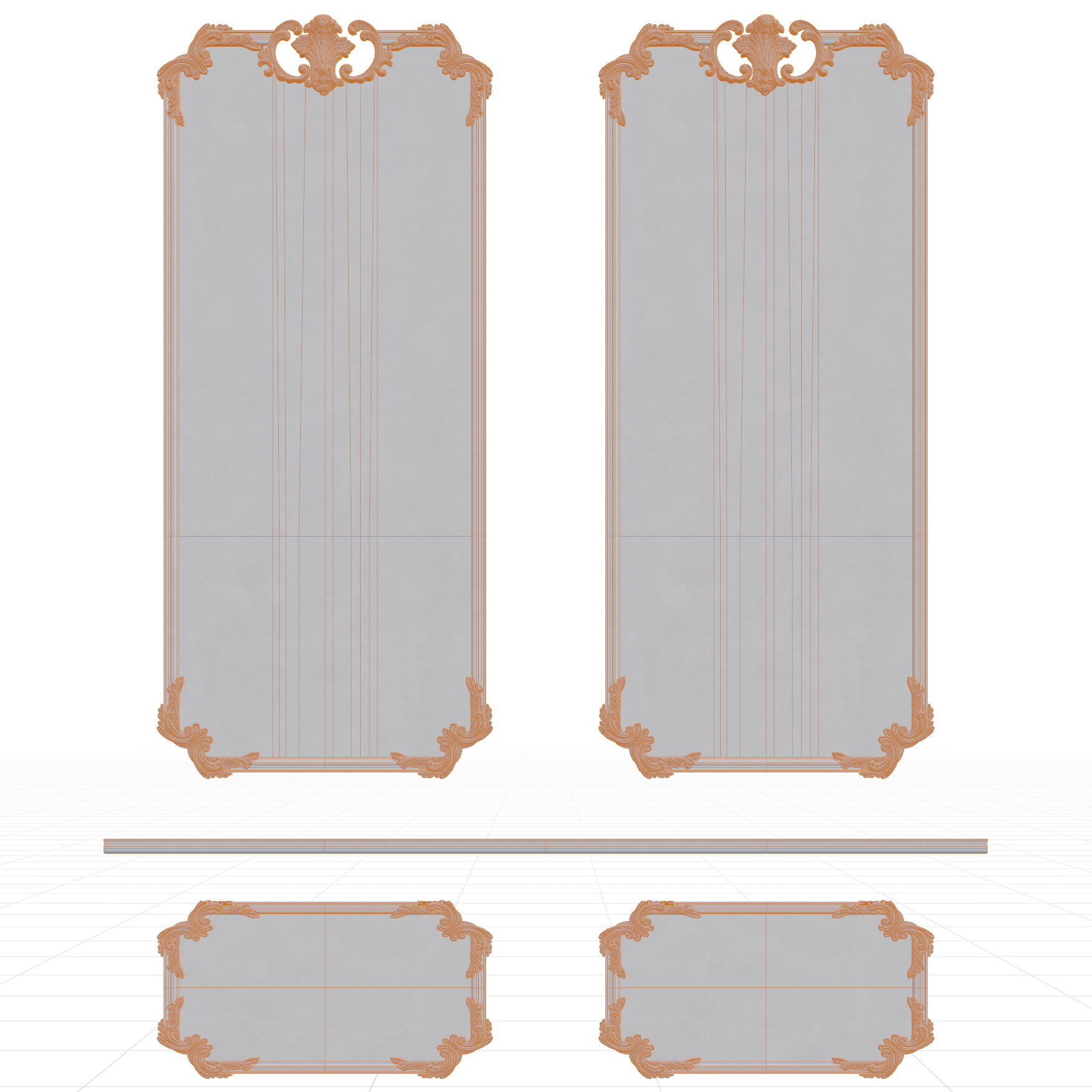 Architectural_Decorative_Moulding-Panel_01_Wireframe
