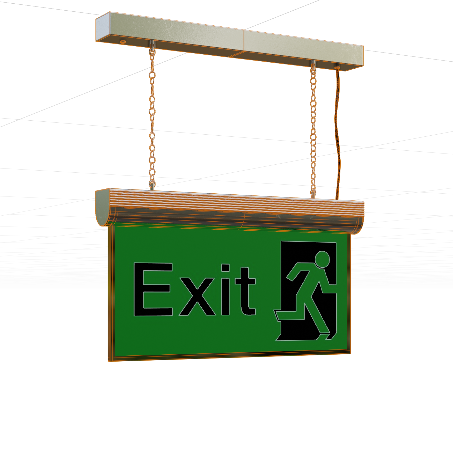 Architectural_Electrical_Fire-Escape-Sign_01_Wireframe