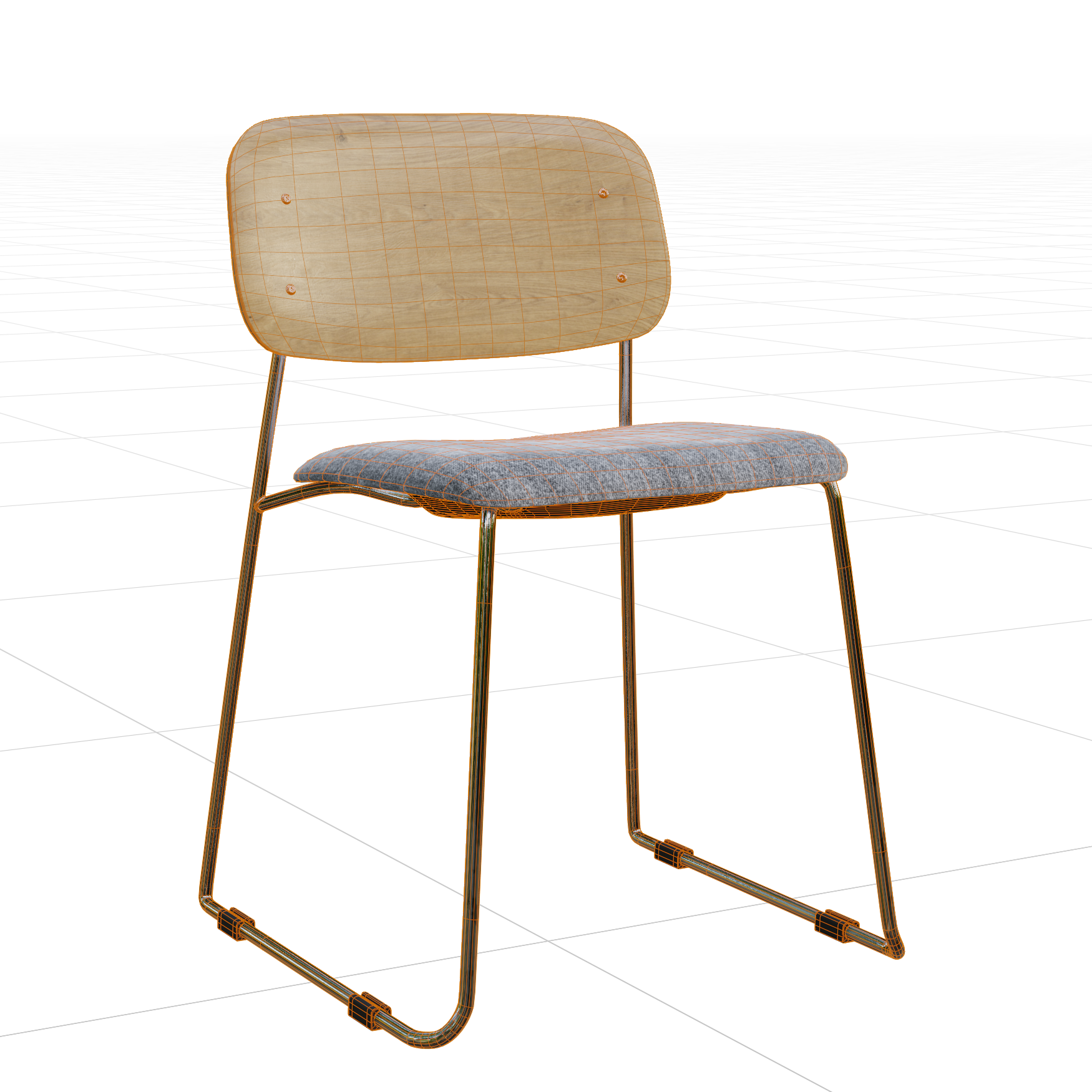 Seating_Chairs_Fabric-Wood_01_Wireframe