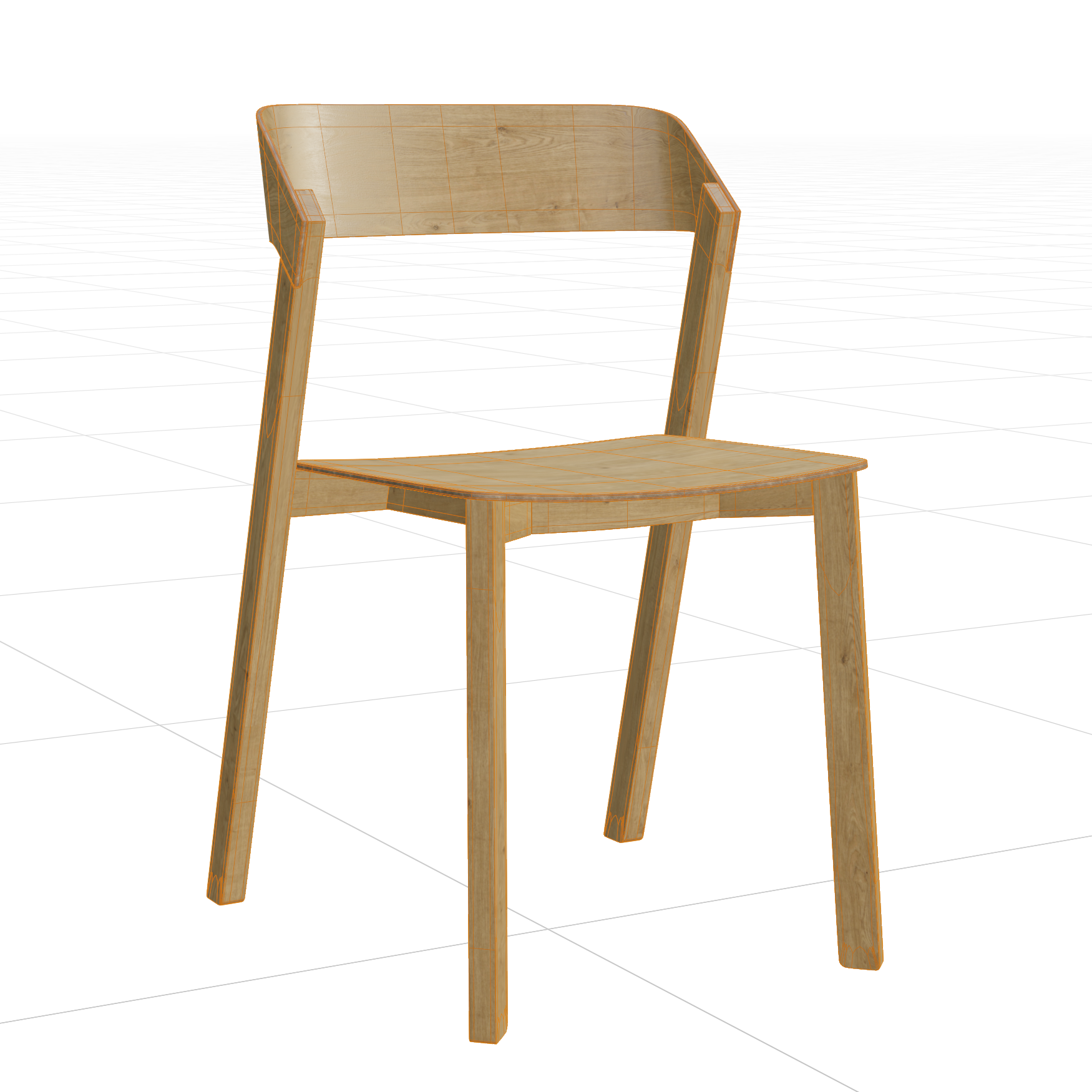 Seating_Chairs_Wooden_03_Wireframe
