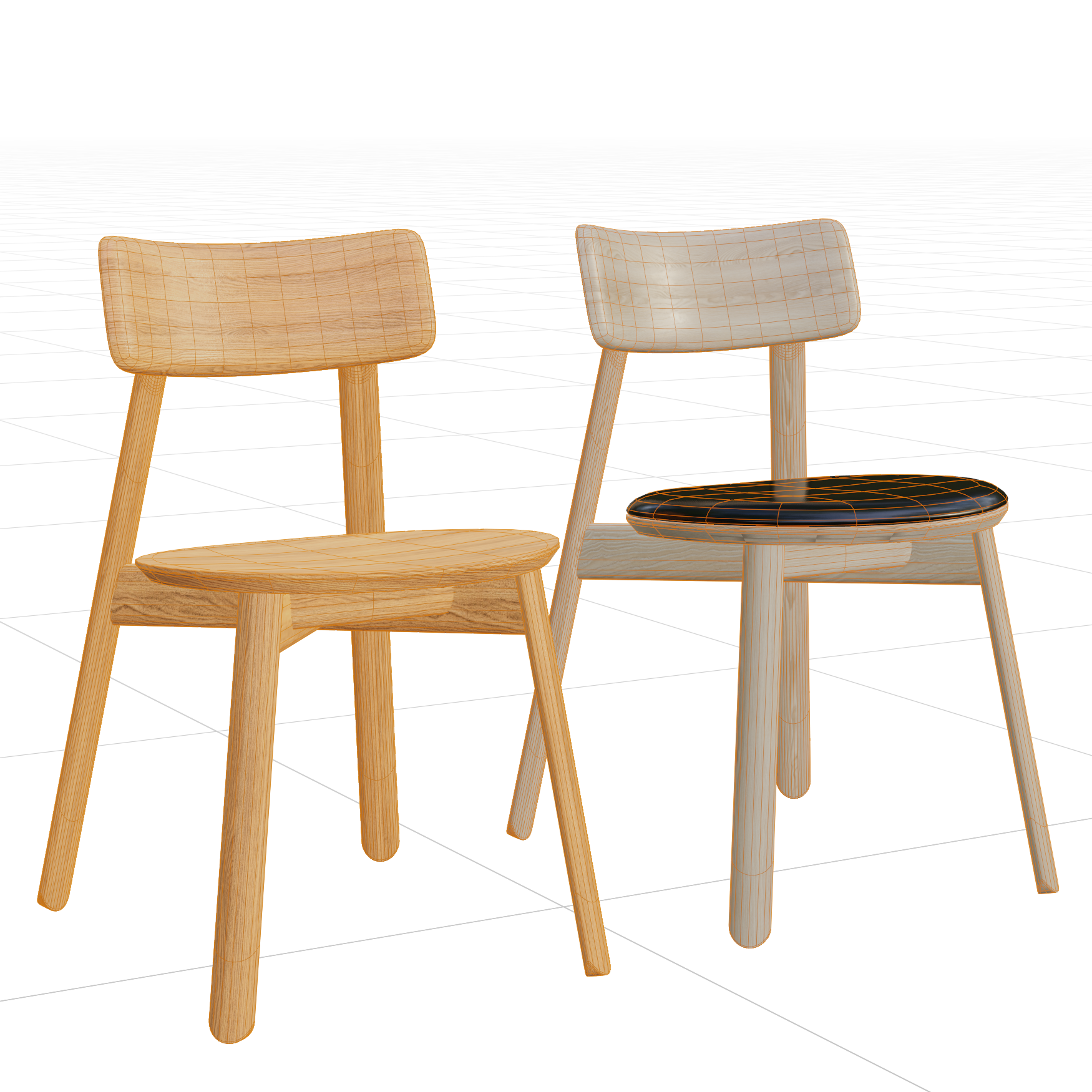 Seating_Chairs_TAKEHOMEDESIGN-ROUND-Set_01_Wireframe
