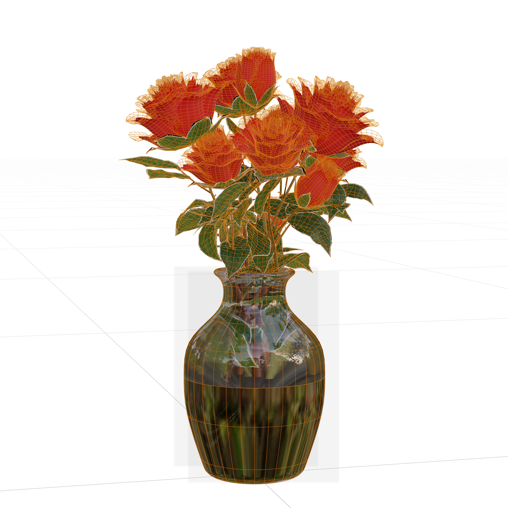 Plants_Indoor-Table_Bouquet-Rose-Red_01_Wireframe