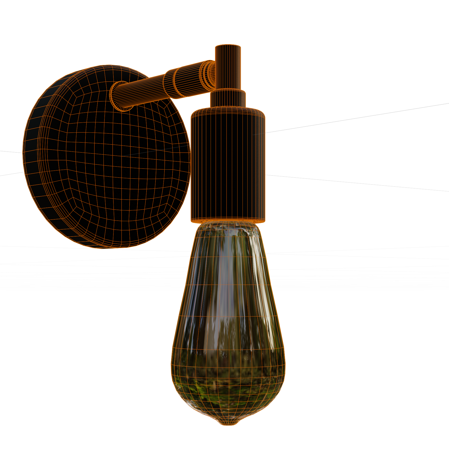 Lighting_Wall-Lights_Lamp-Holder-Modern-Black_01_Wireframe