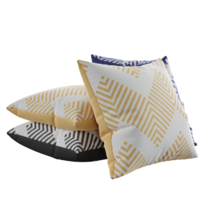 Patterned Cushion Pile 01 furniture details 3D model, Blender render preview