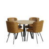 Industrial Leather Dining Table Set 01