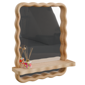 Wavy Wood Bathroom Wall Mirror 01