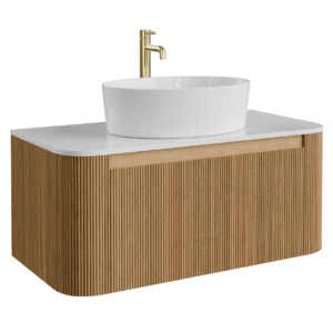 Floating Fluted Oak Basin Unit 01