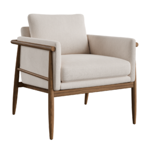 Upholstered Wood Lounge Chair 01