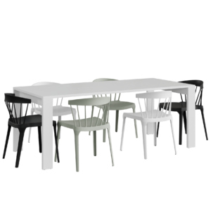 Plain White Table Dining Set 01