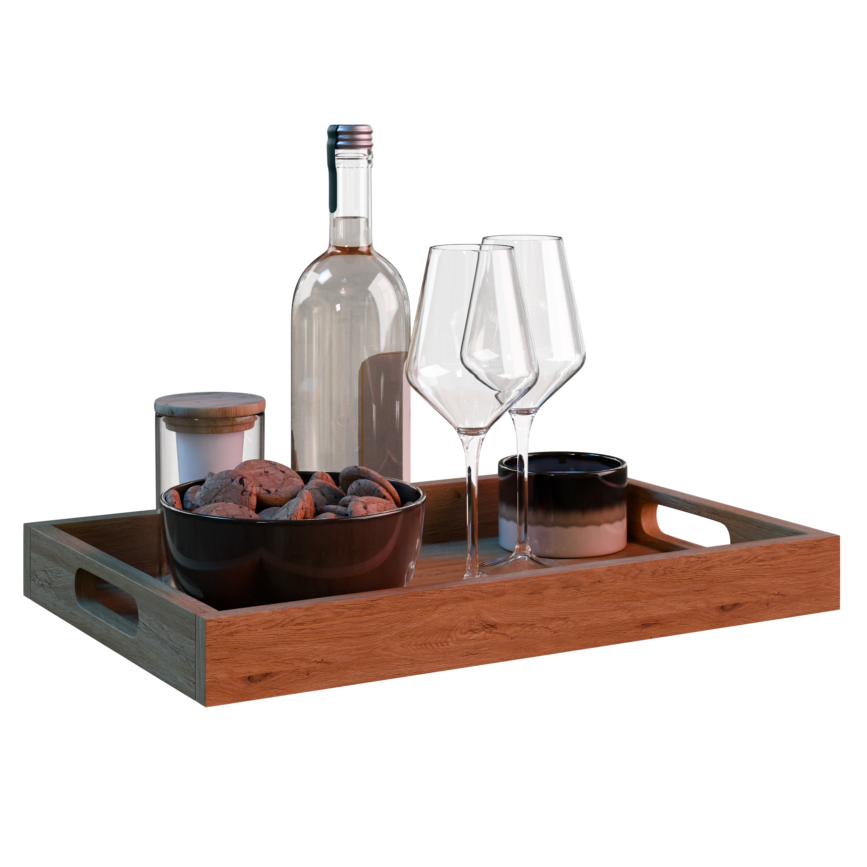Wine Serving Tray 01 kitchen 3D model, alternate angle render