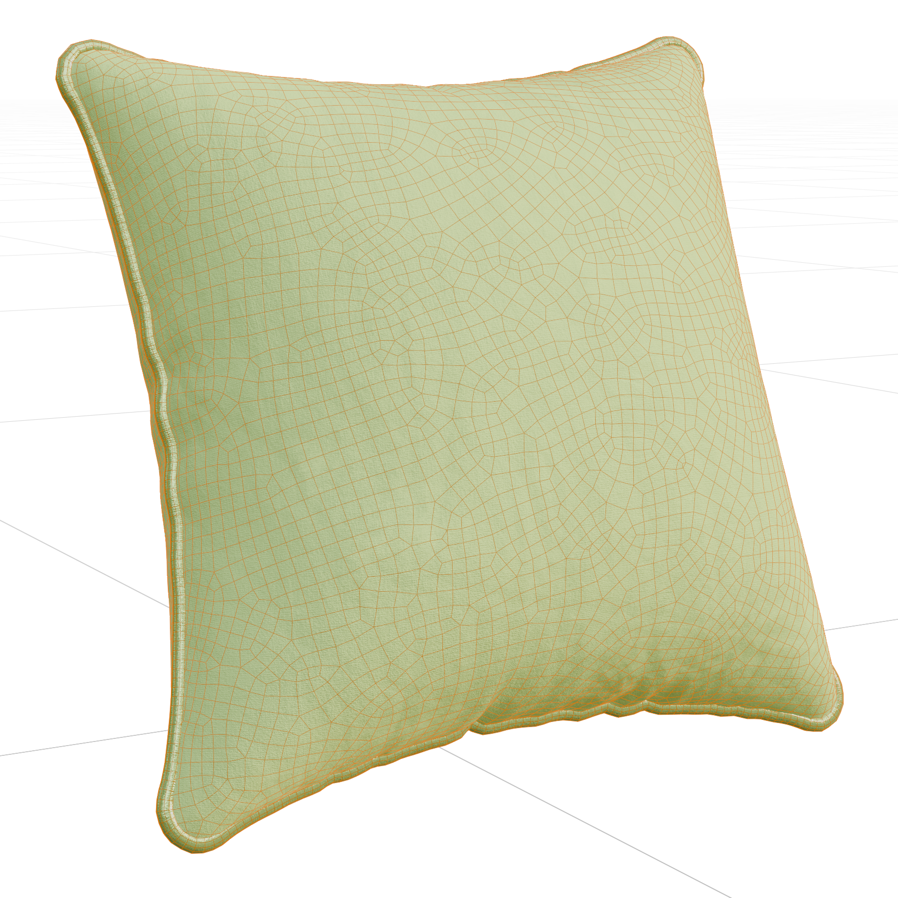 Square Velvet Piped Cushion 01 furniture details 3D model, wireframe view