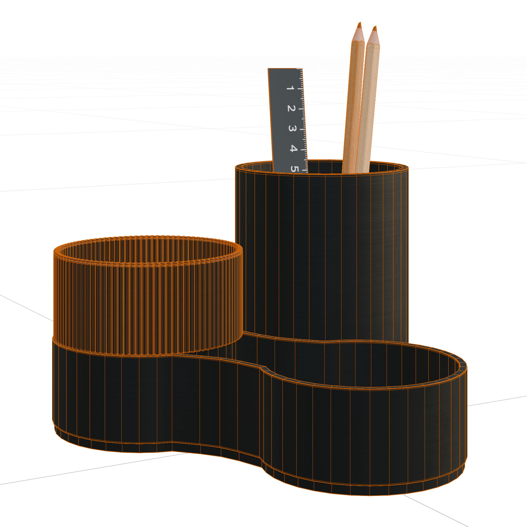 Office Desk Organizer 01 office 3D model, wireframe view
