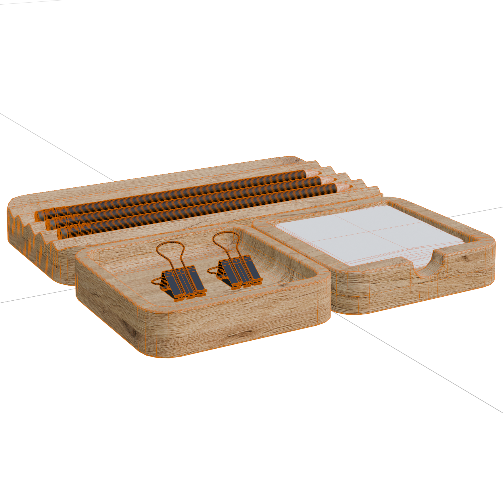 Office Desk Organizer 02 office 3D model, wireframe view