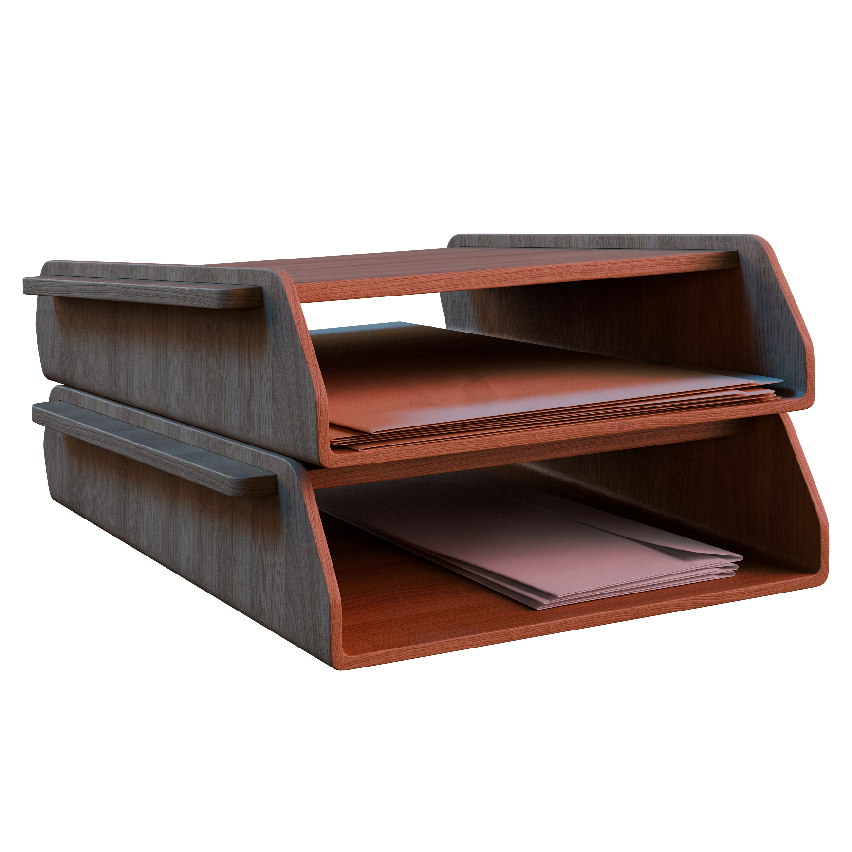 Office Document Tray 01 office 3D model, alternate angle render