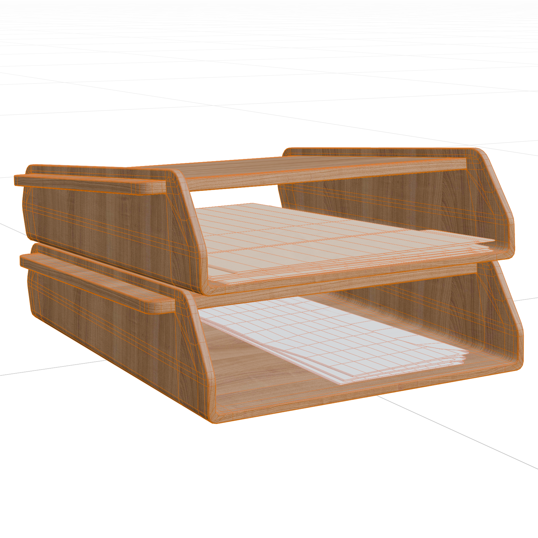 Office Document Tray 01 office 3D model, wireframe view