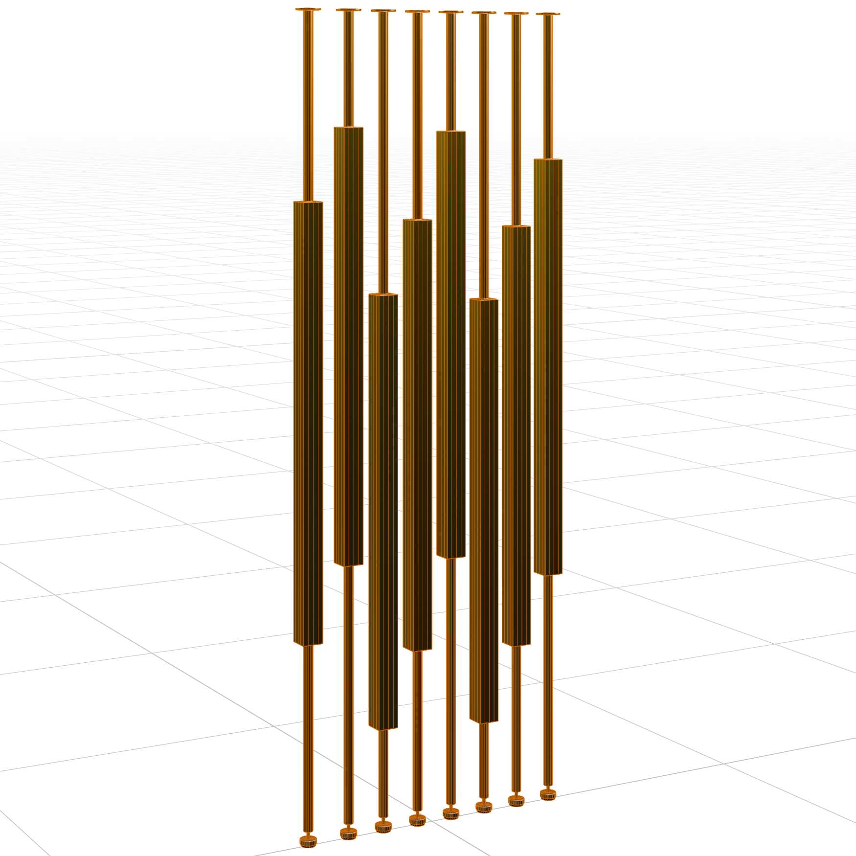 Fixed Room Divider 01 decorations 3D model, wireframe view