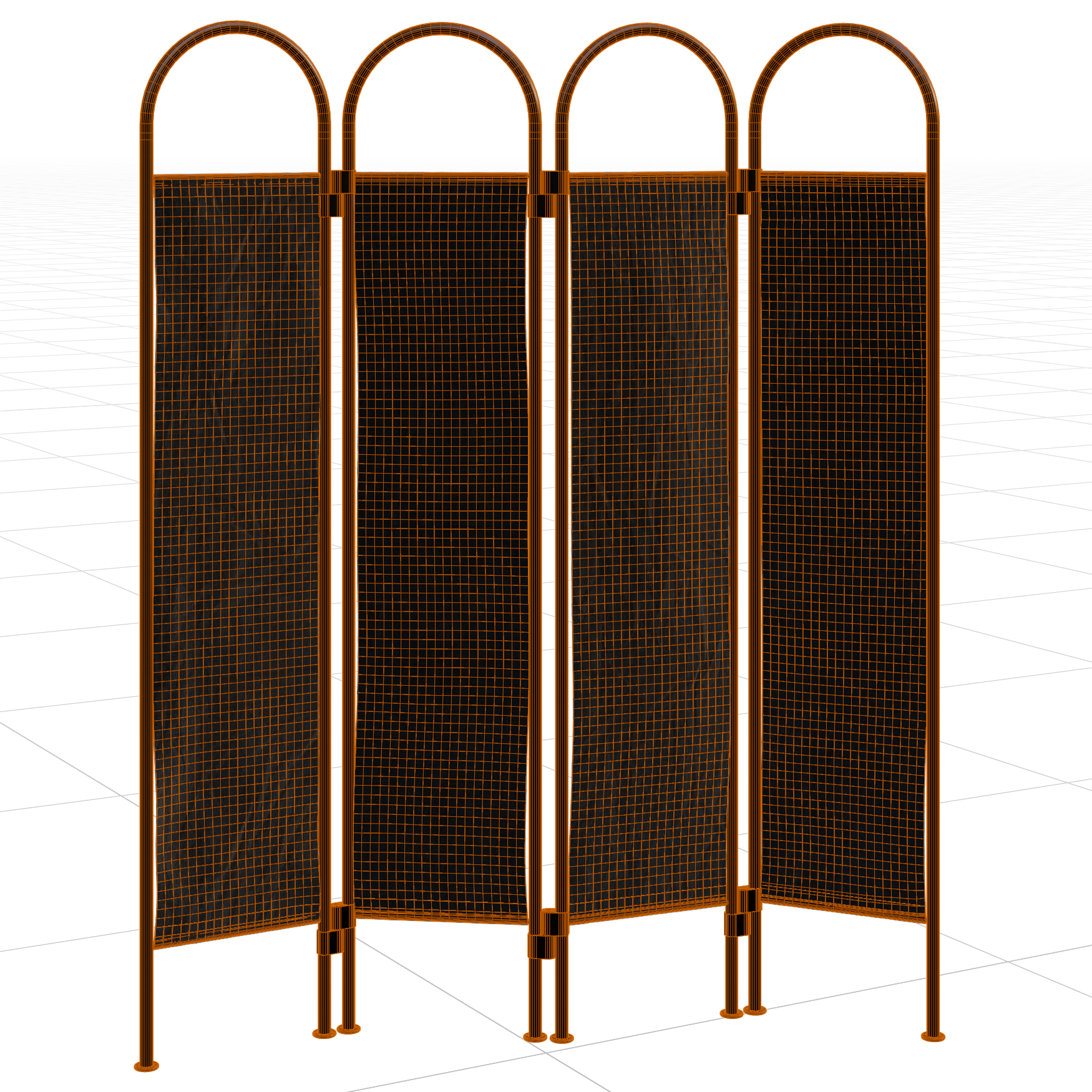 Folding Room Divider 01 decorations 3D model, wireframe view