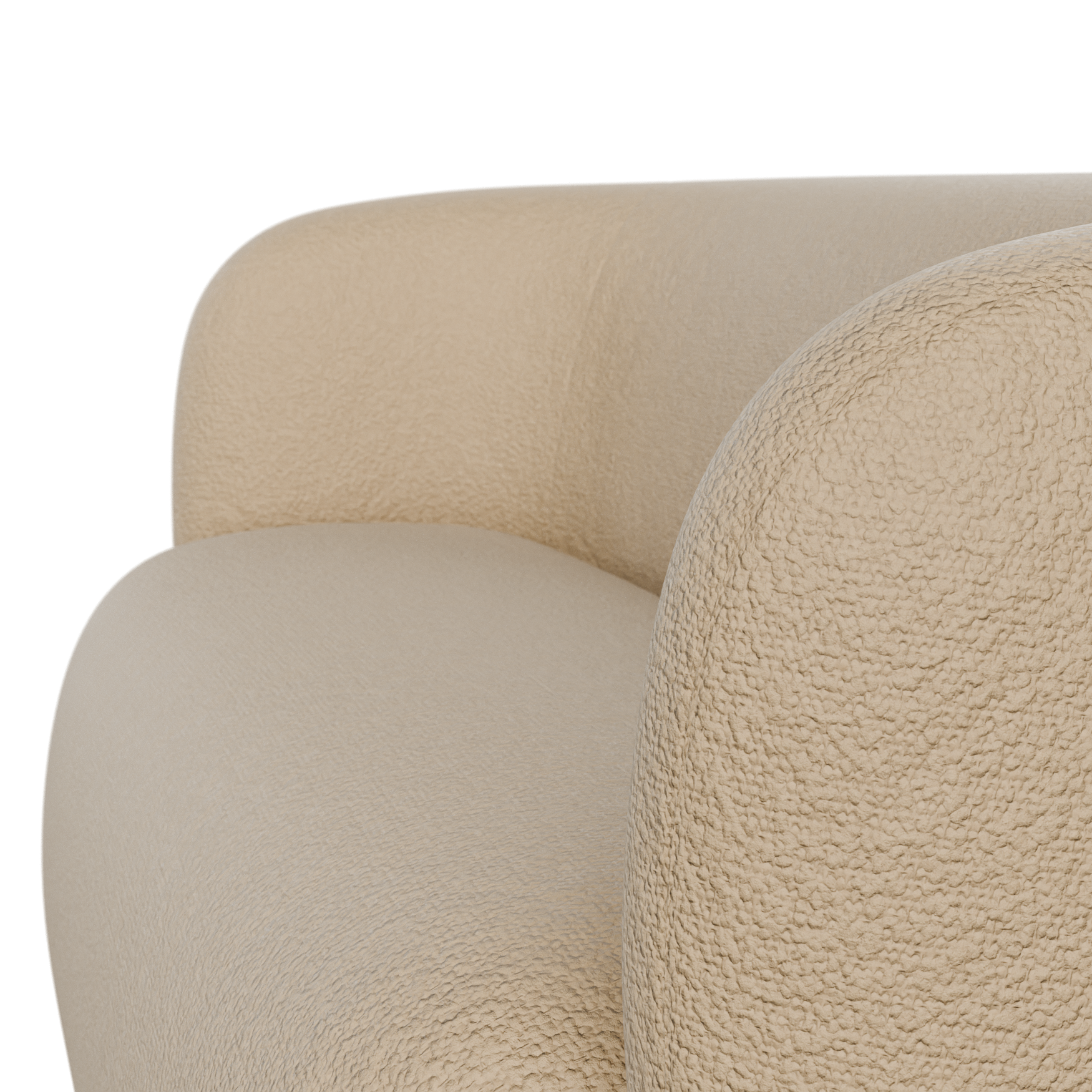 Curved Boucle Sofa 03 seating 3D model, beauty render