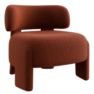 Red Boucle Accent Lounge Chair 01 seating 3D model, Blender render preview