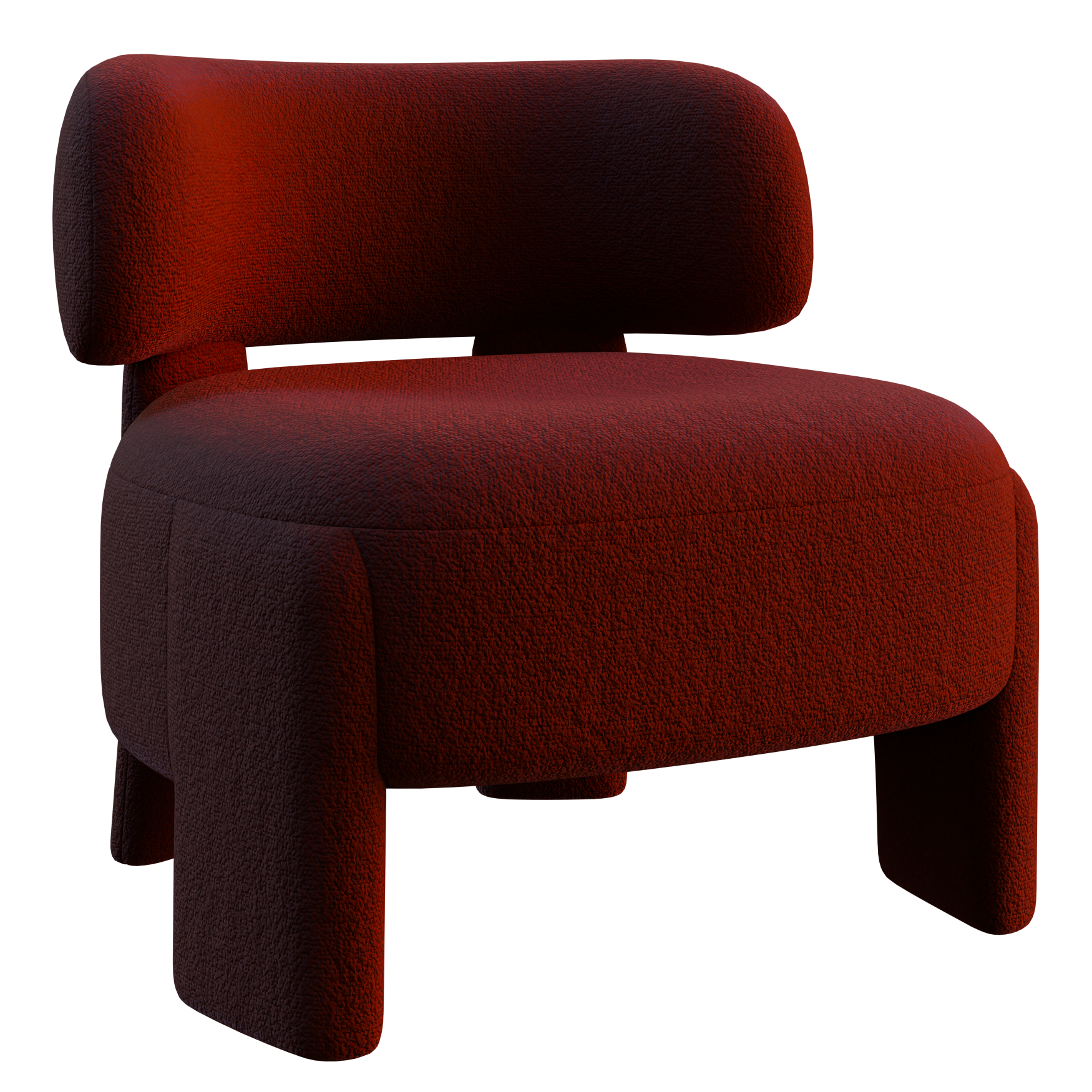 Red Boucle Accent Lounge Chair 01 seating 3D model, alternate angle render