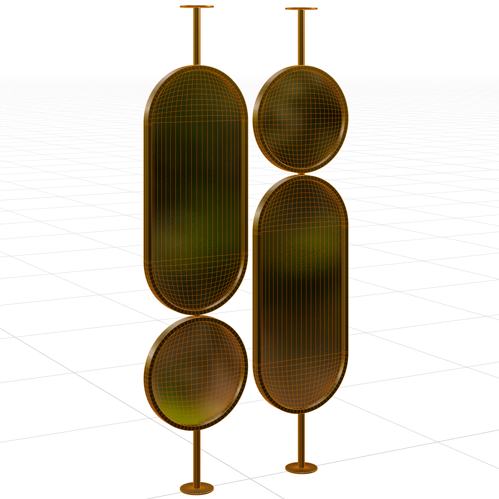Fixed Room Divider 03 decorations 3D model, wireframe view