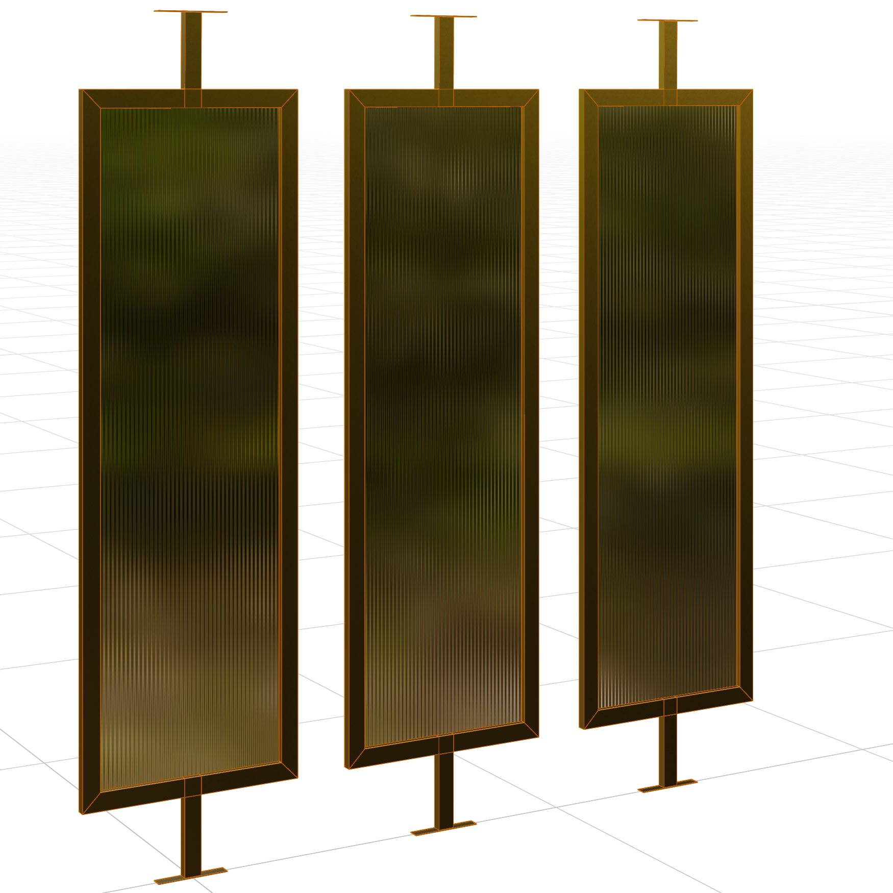 Fixed Room Divider 04 decorations 3D model, wireframe view