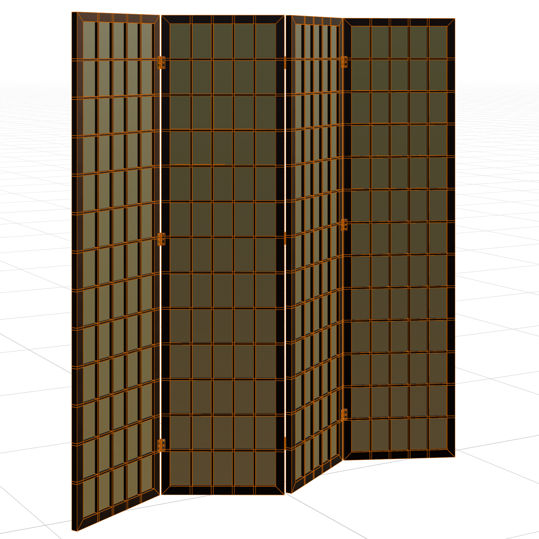 Folding Room Divider 03 decorations 3D model, wireframe view