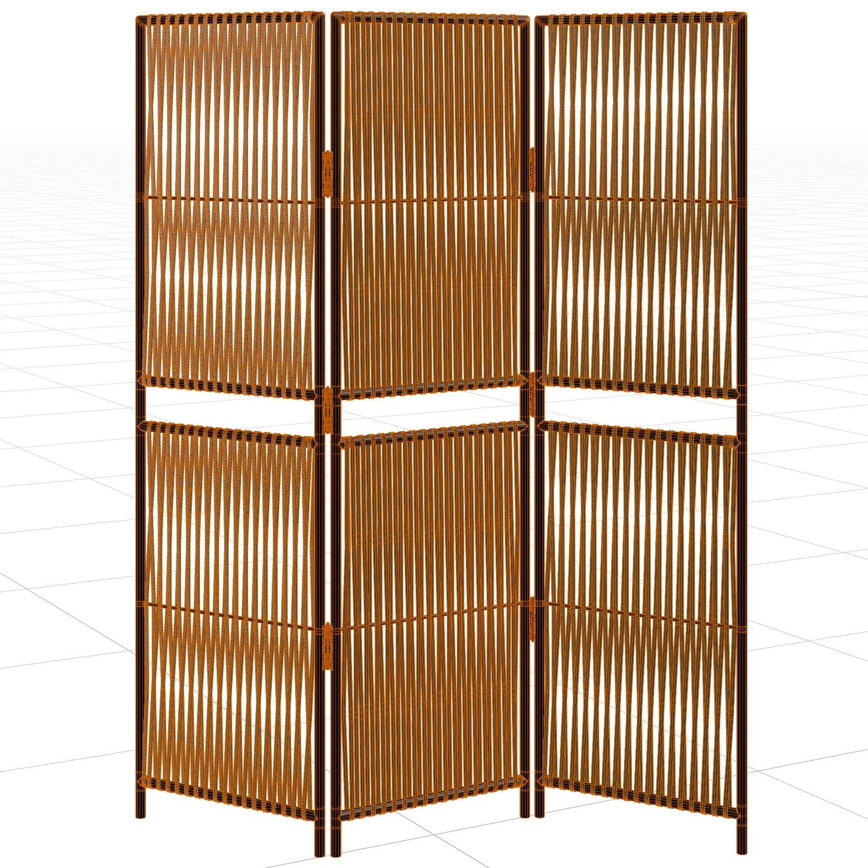 Folding Room Divider 04 decorations 3D model, wireframe view