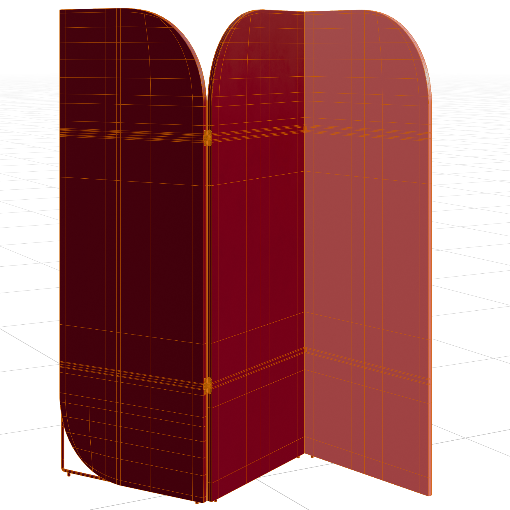 Folding Room Divider 05 decorations 3D model, wireframe view