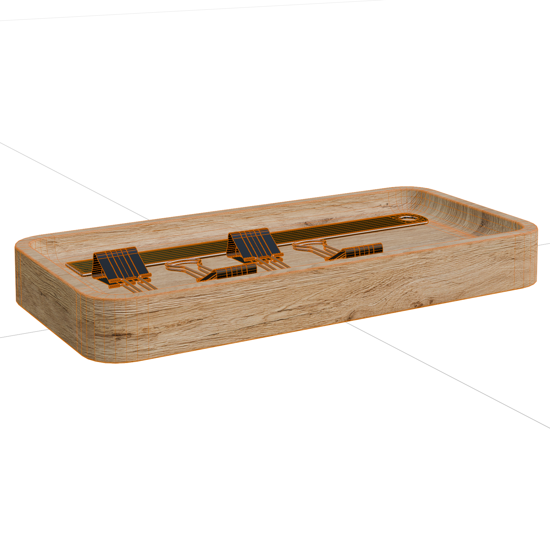 Office Accessory Tray 01 office 3D model, wireframe view