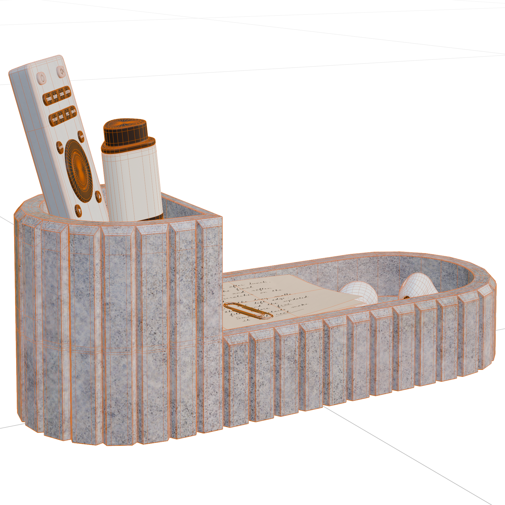 Office Desk Organizer 03 office 3D model, wireframe view