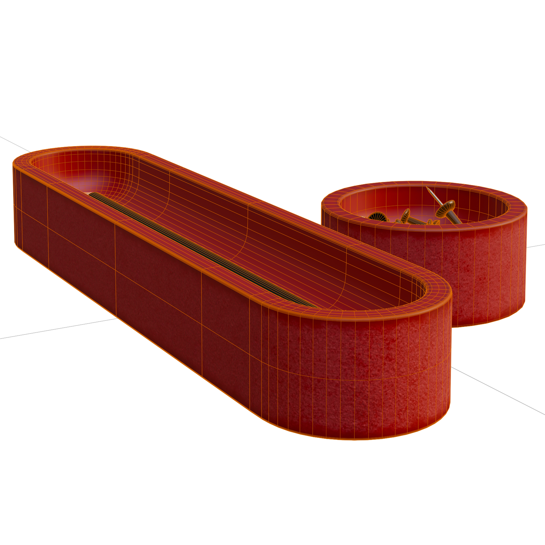 Office Desk Organizer 04 office 3D model, wireframe view