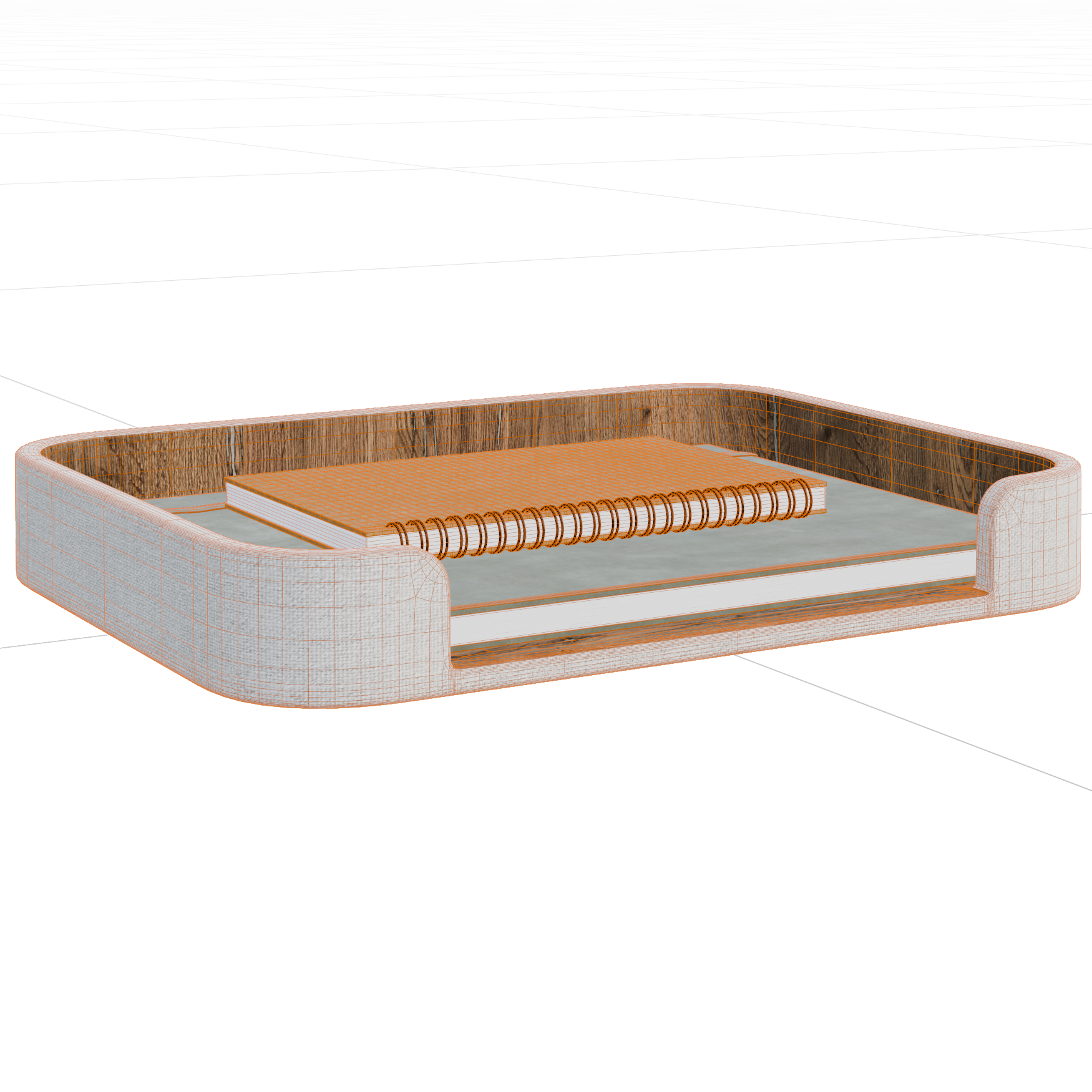 Office Document Tray 02 office 3D model, wireframe view
