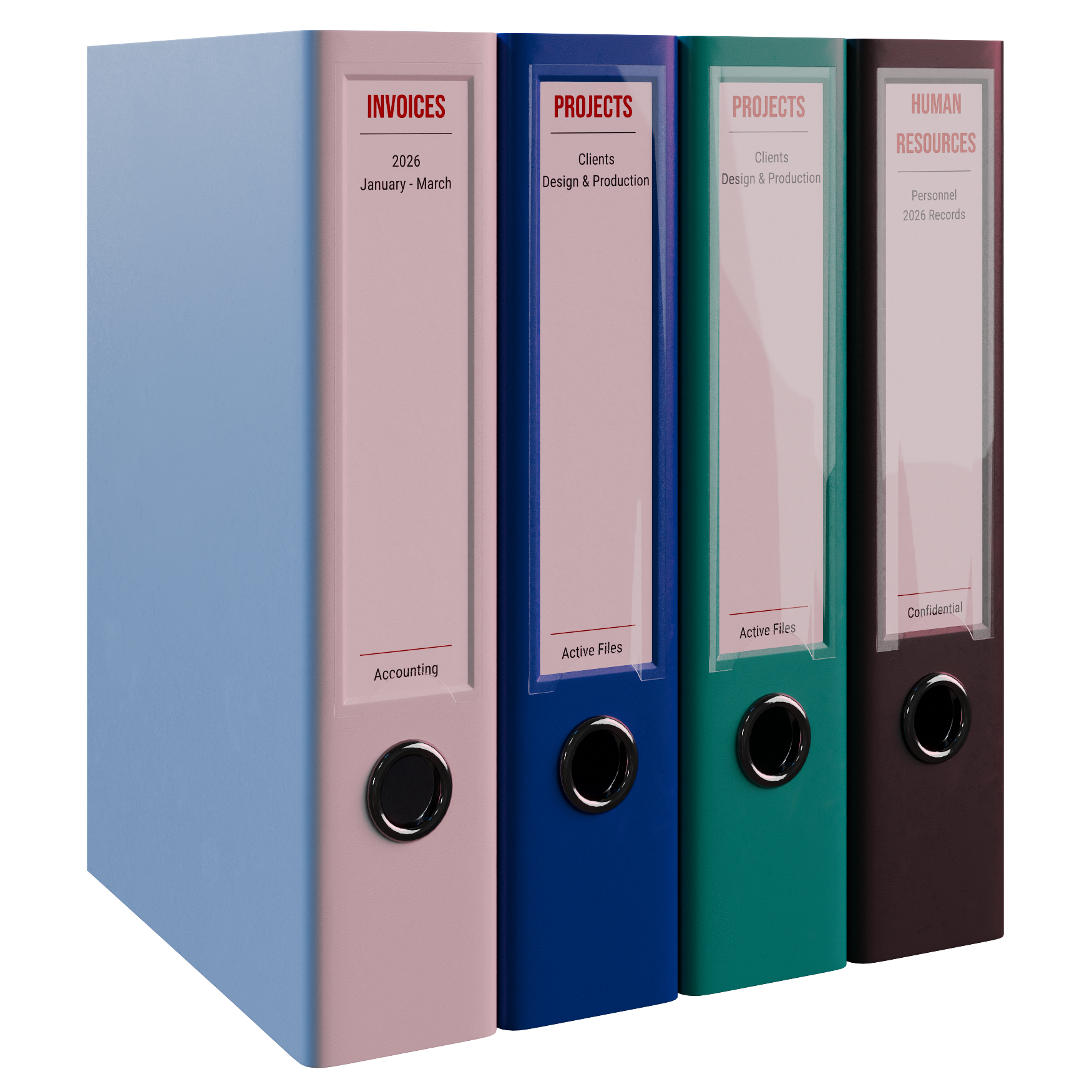 Office File Binder Set 01 office 3D model, alternate angle render