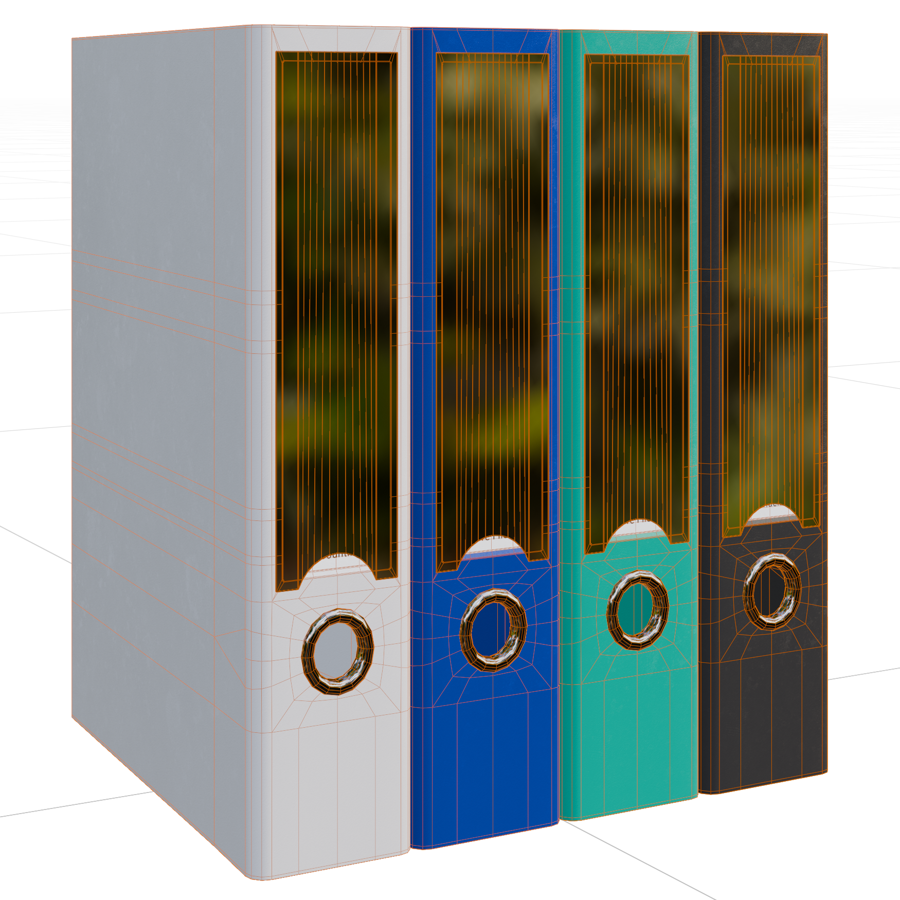 Office File Binder Set 01 office 3D model, wireframe view