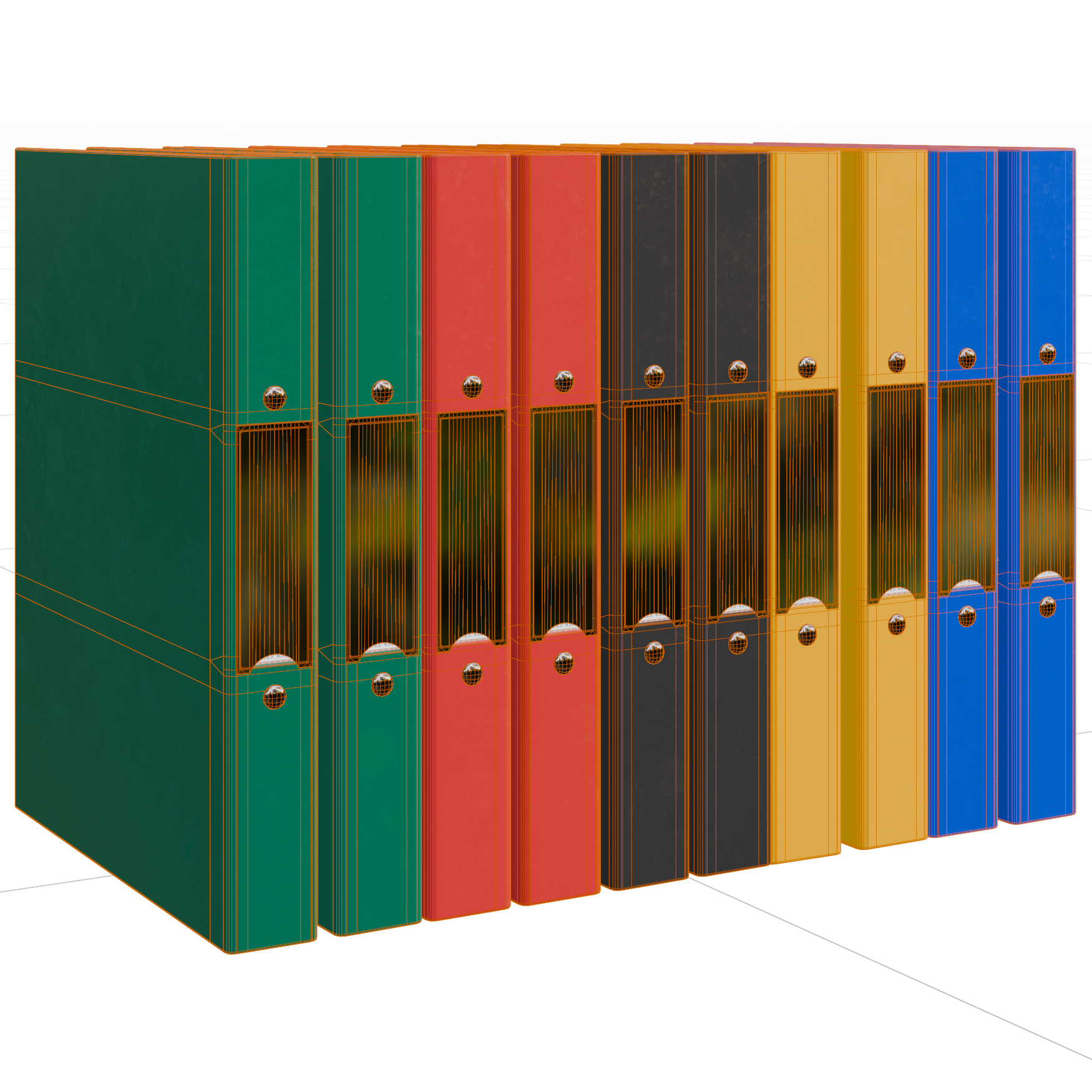 Office File Binder Set 02 office 3D model, wireframe view