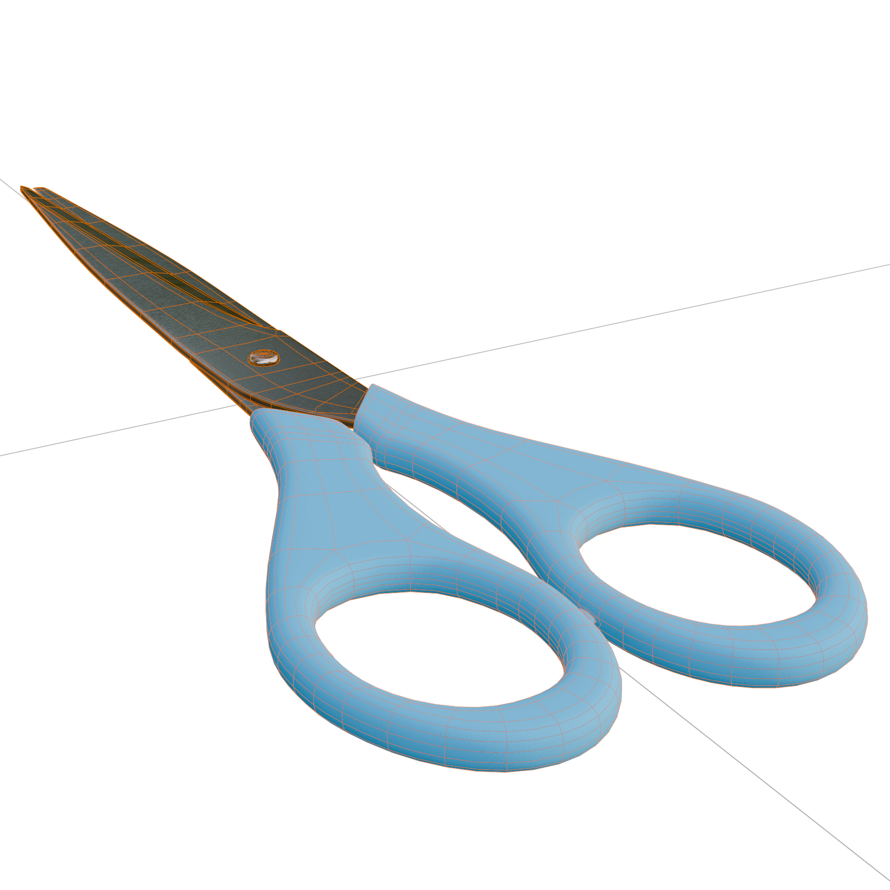 Scissors 02 office 3D model, wireframe view