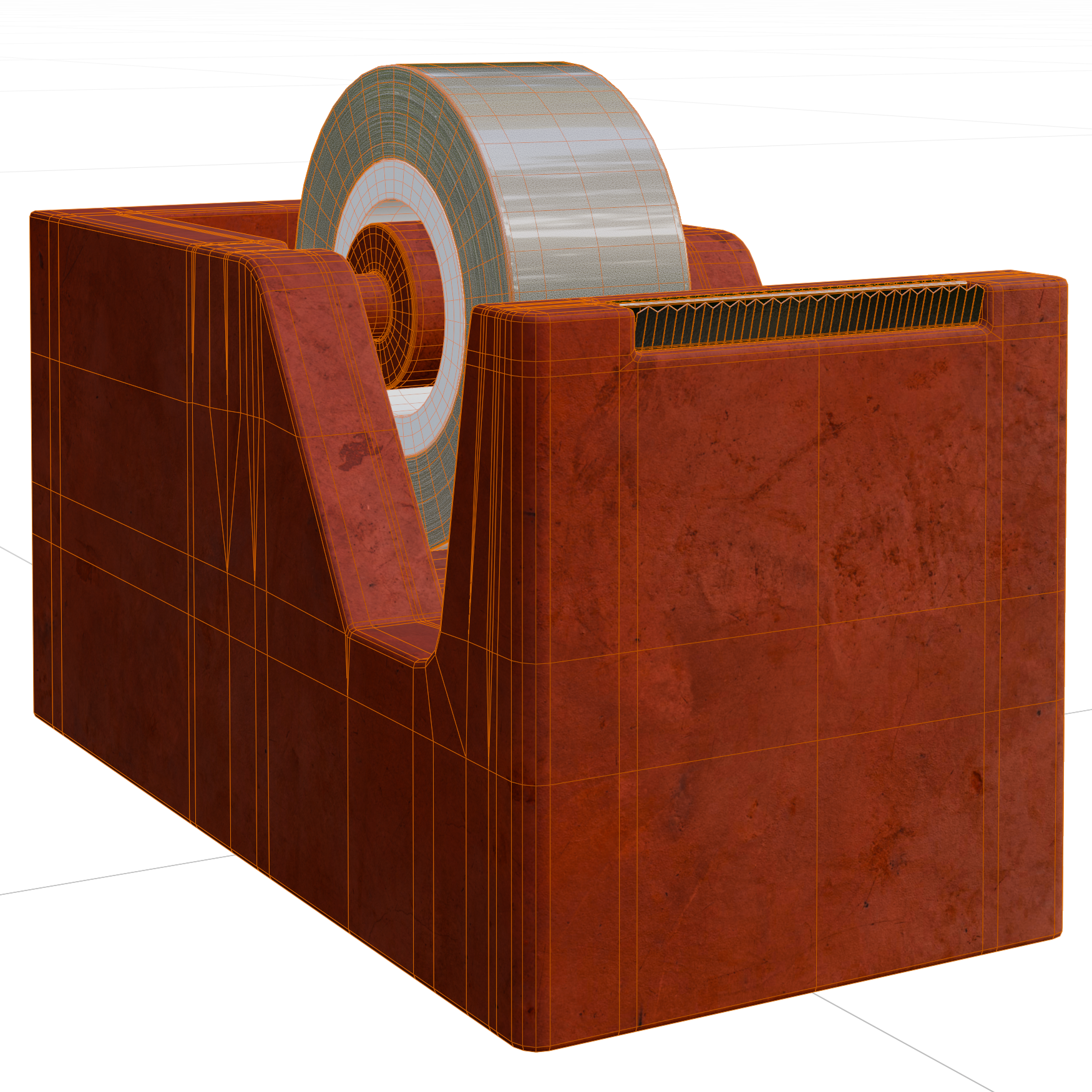 Tape Dispenser 02 office 3D model, wireframe view