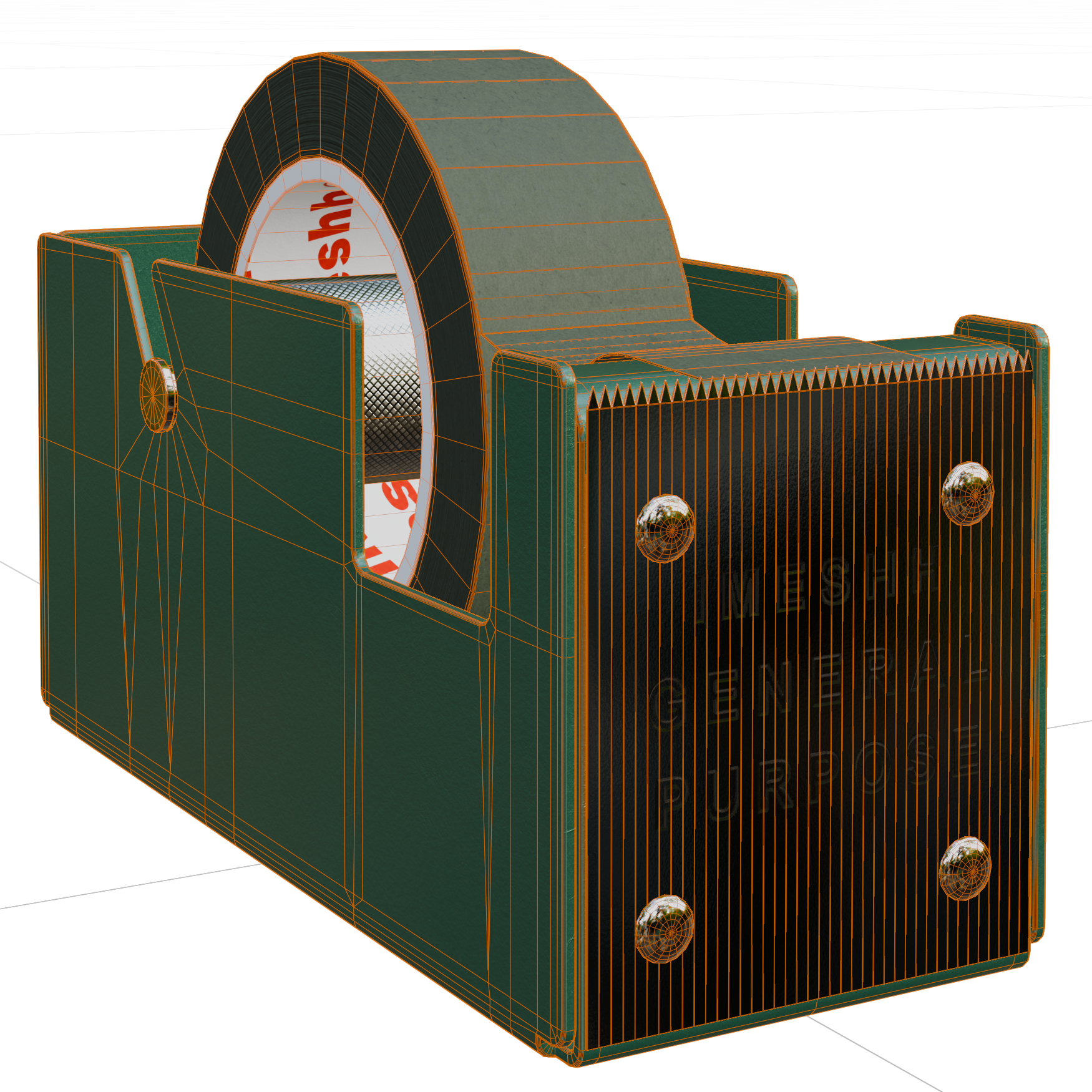 Tape Dispenser 03 office 3D model, wireframe view