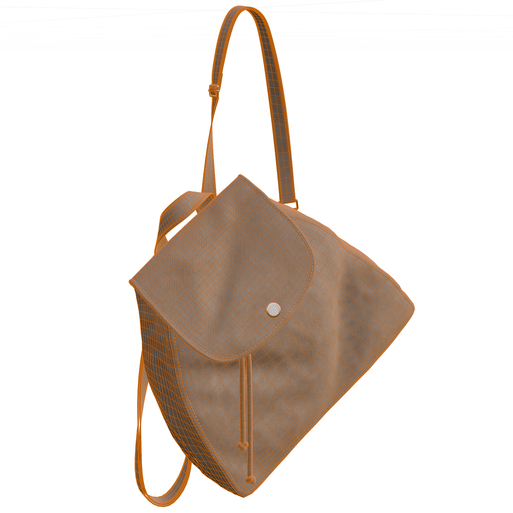 Hanging Backpack 01 clothing 3D model, wireframe view