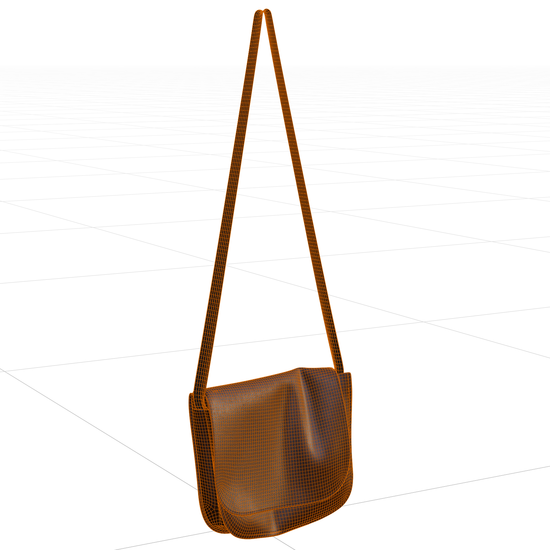 Hanging Crossbody Bag 01 clothing 3D model, wireframe view