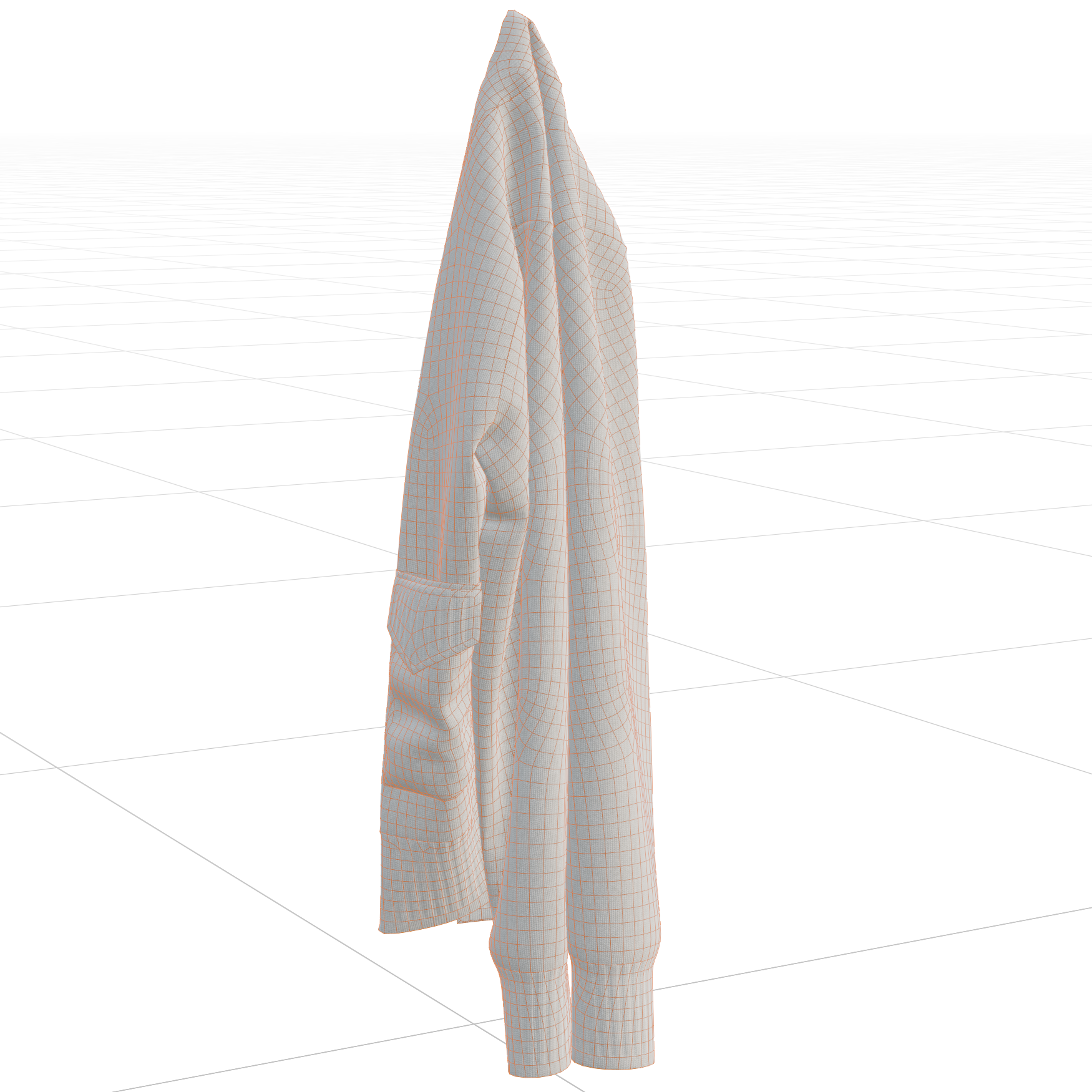 Wall Hung Sweater 01 clothing 3D model, wireframe view
