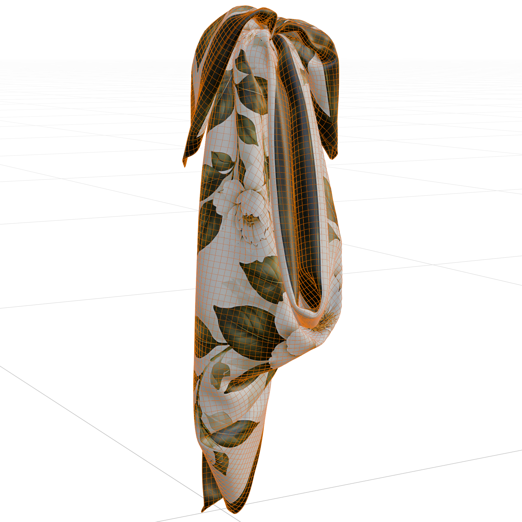Hanging Headscarf 01 clothing 3D model, wireframe view