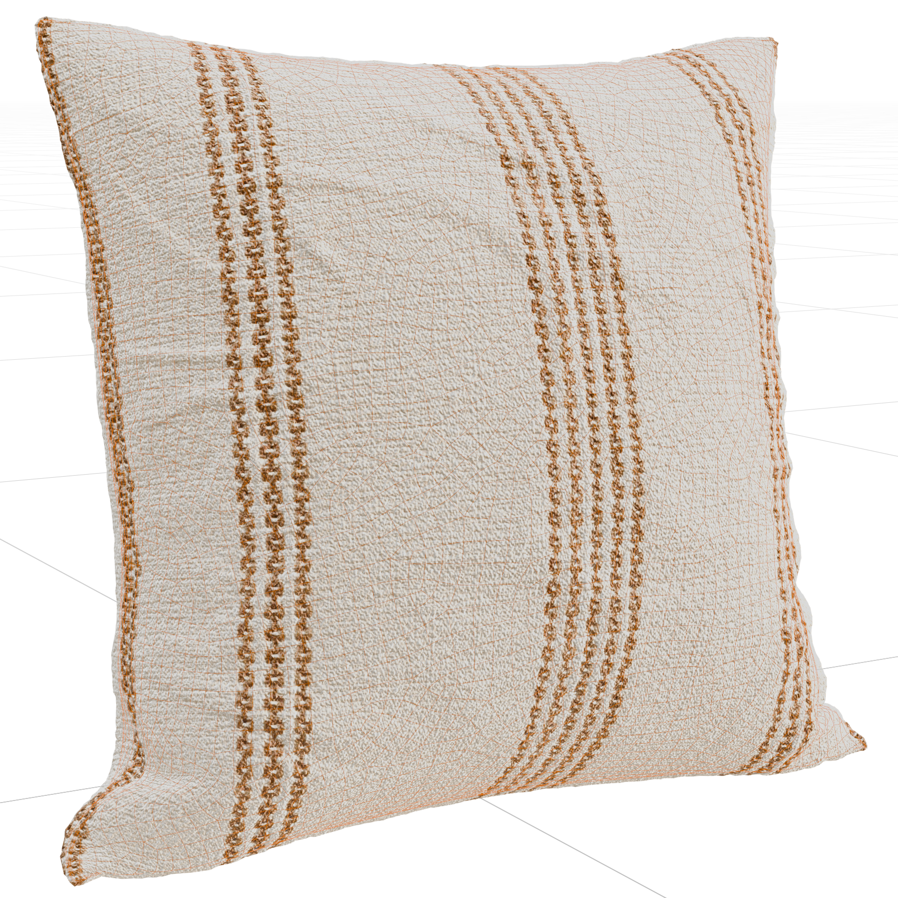 Embroidered Square Cushion 01 furniture details 3D model, wireframe view
