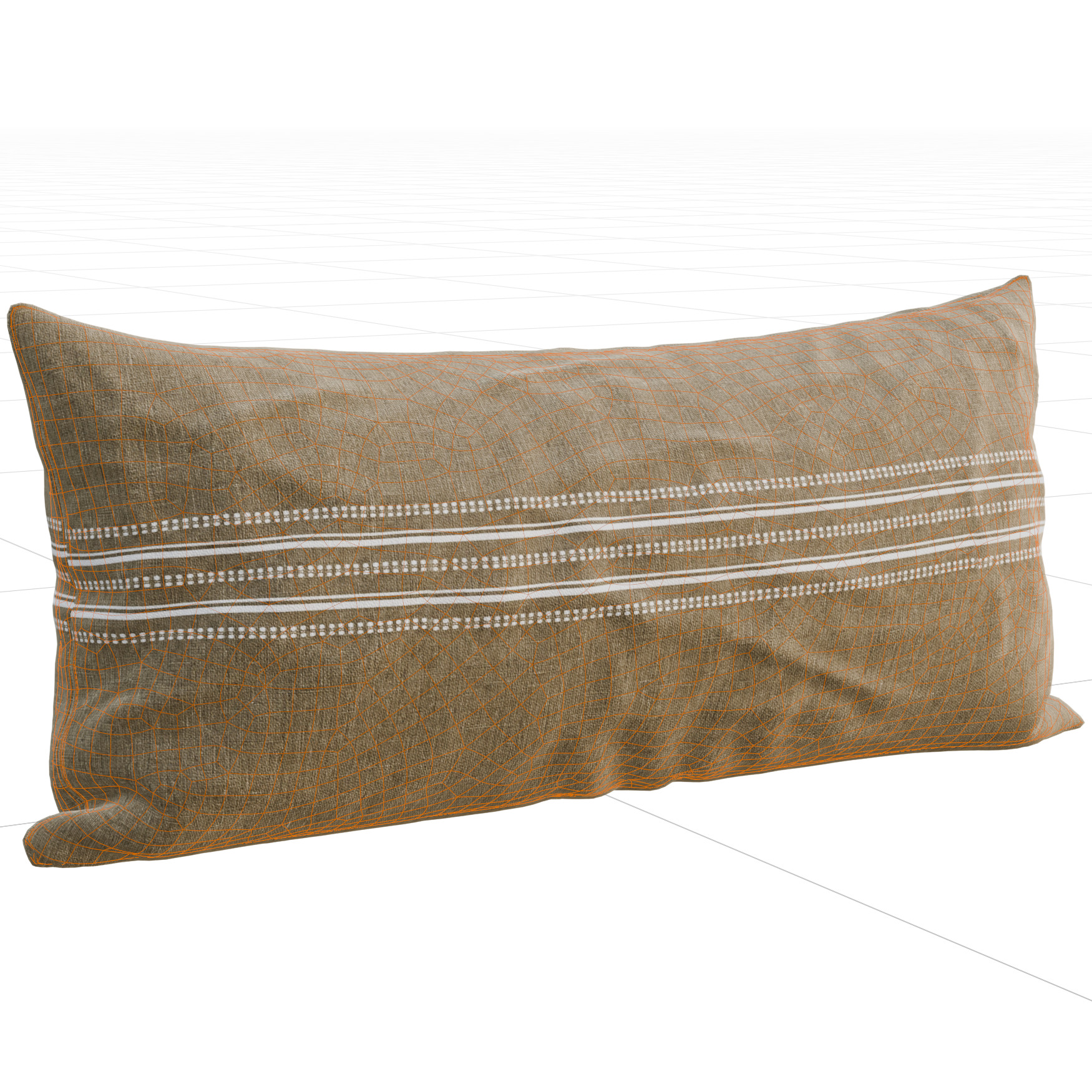 Embroidered Lumbar Cushion 01 furniture details 3D model, wireframe view