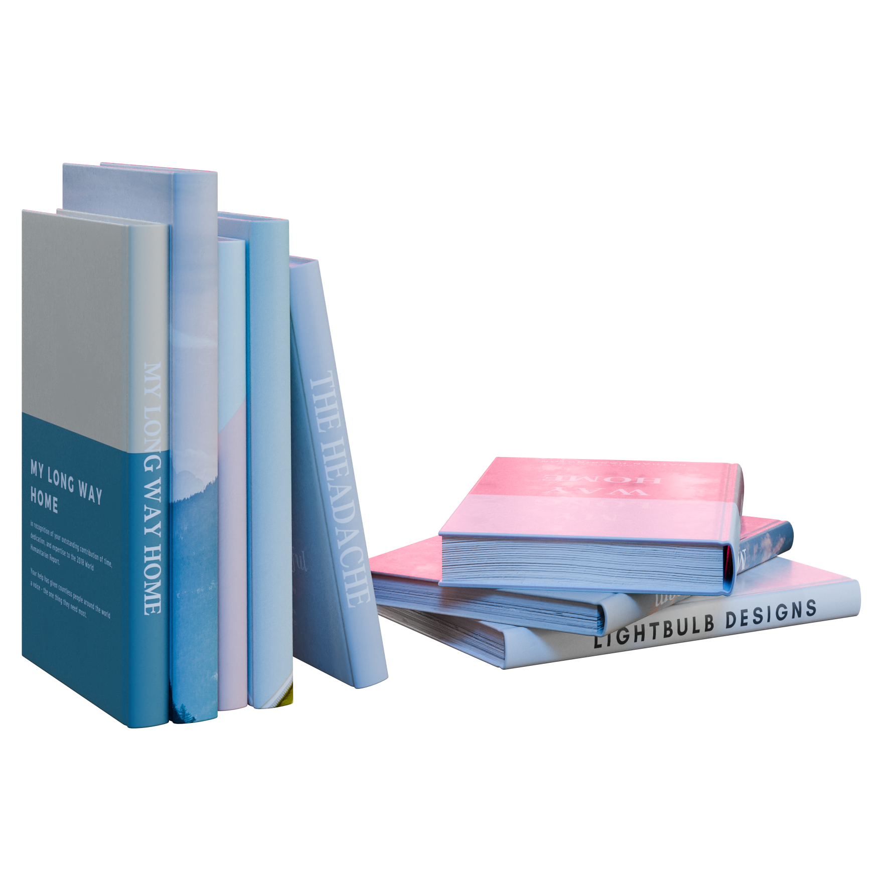 Book Set 01 decorations 3D model, alternate angle render