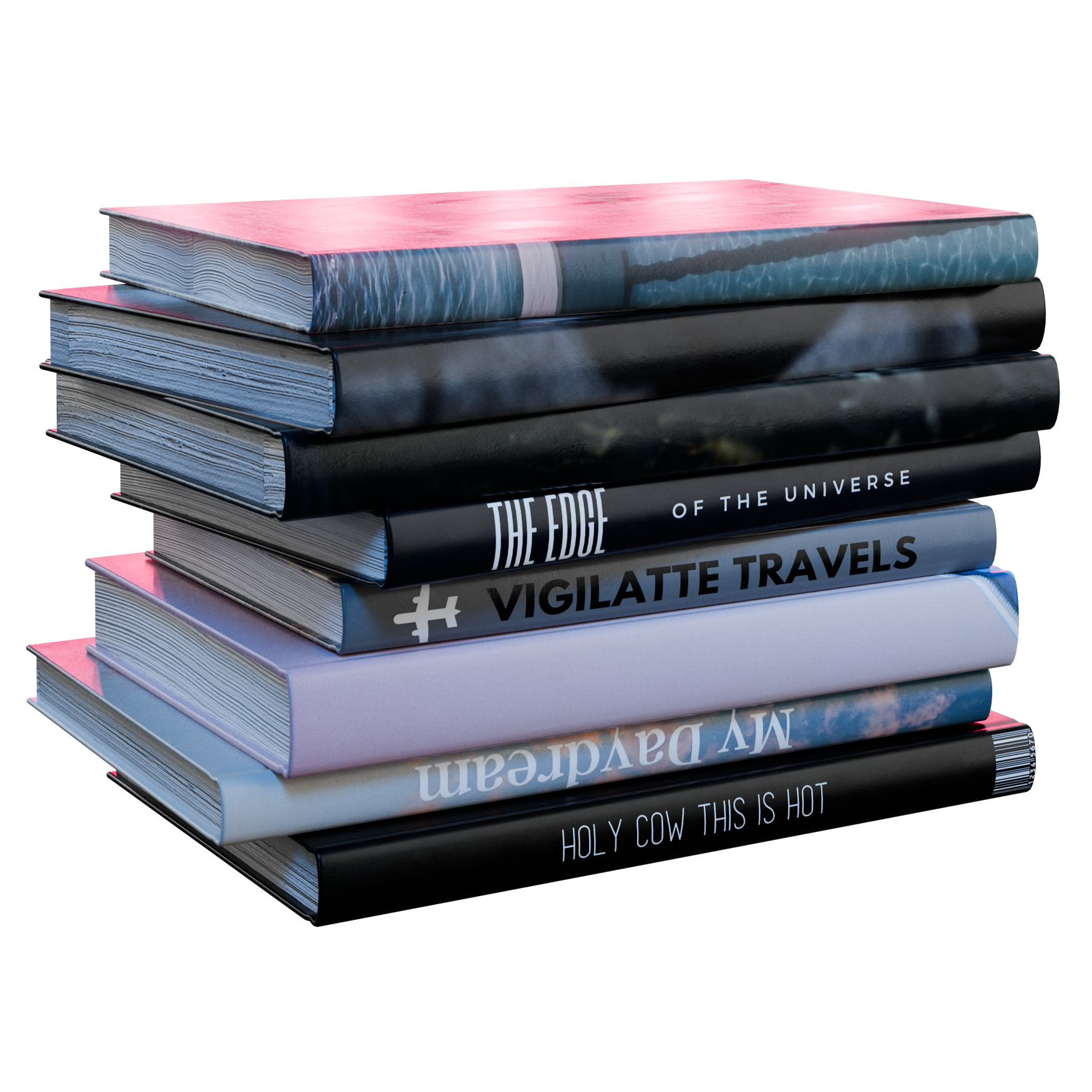Book Set 02 decorations 3D model, alternate angle render