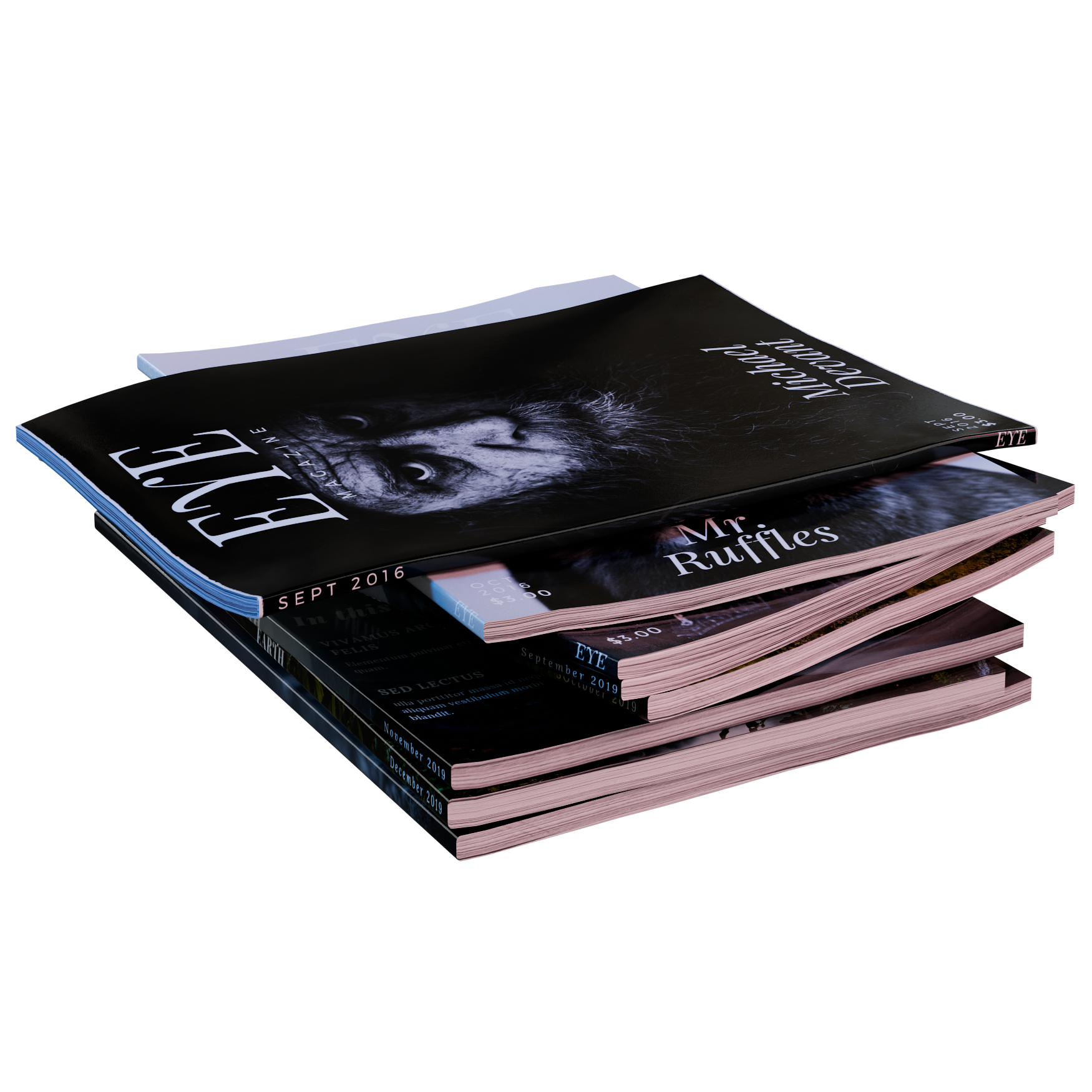 Magazine Set 03 decorations 3D model, alternate angle render