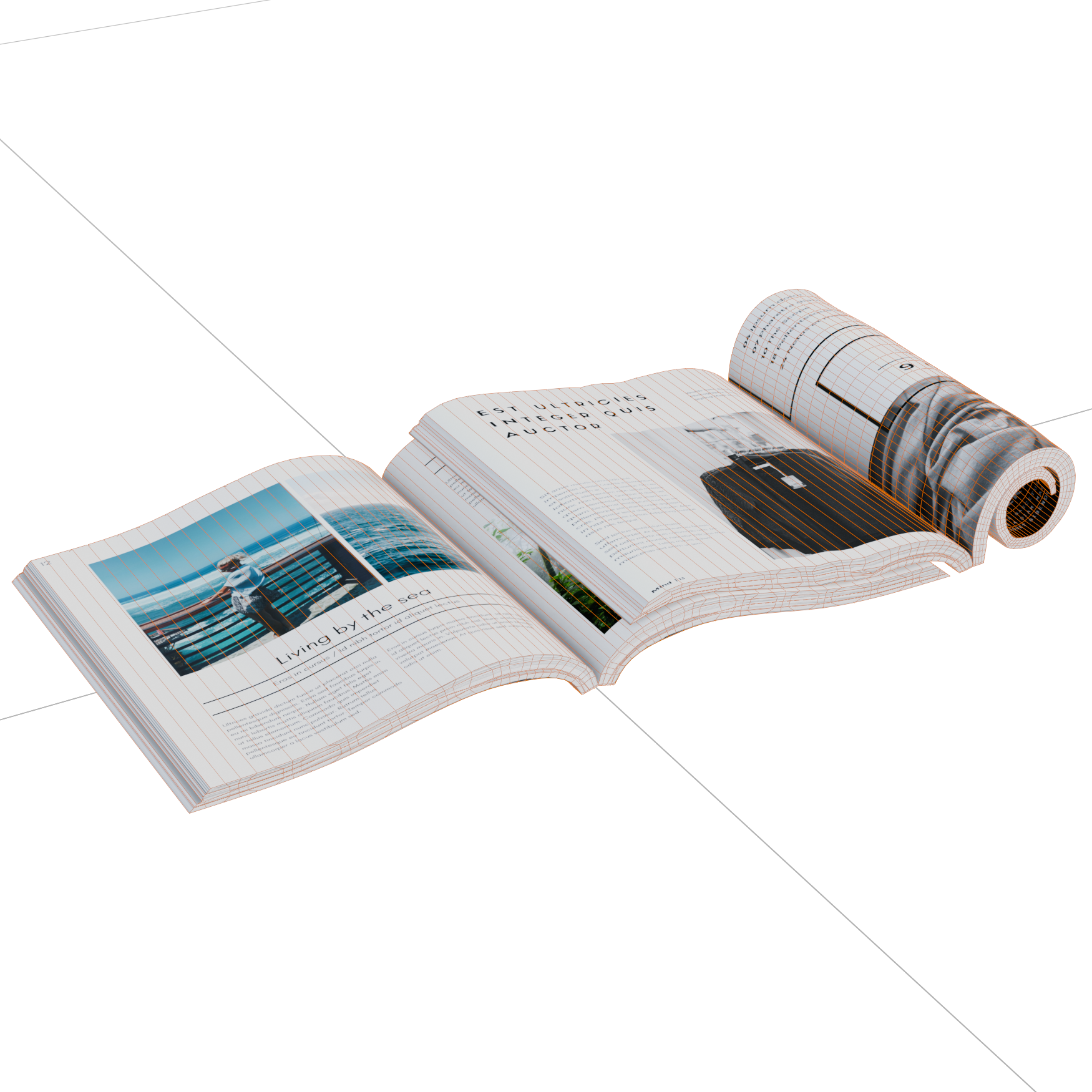 Magazine Set 06 decorations 3D model, wireframe view